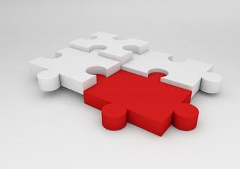 White and red puzzles matching together.
