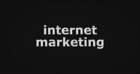 Internet marketing word on grey background.