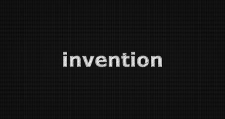 Invention word on grey background.