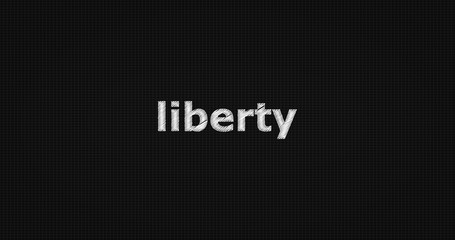 Liberty word on grey background.