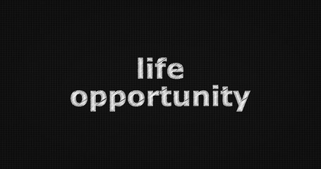 Life opportunity word on grey background.