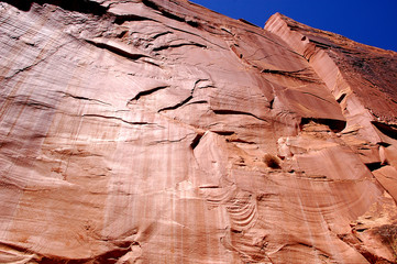 Massive rock wall in desert canyon, southern utah. 