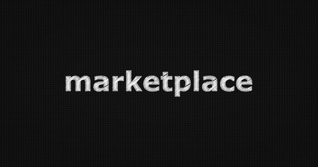 Marketplace word on grey background.