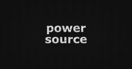Obraz premium Power source word on grey background.
