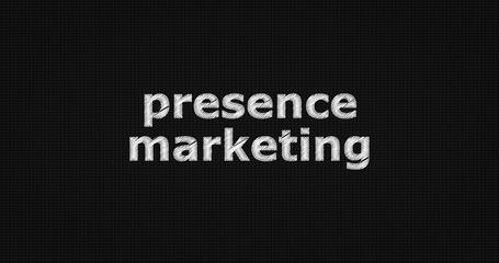 Obraz premium Presence marketing word on grey background.