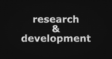 Research & development word on grey background.