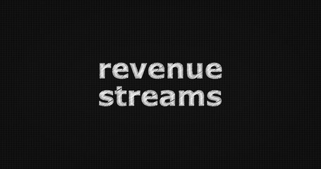 Revenue streams word on grey background.