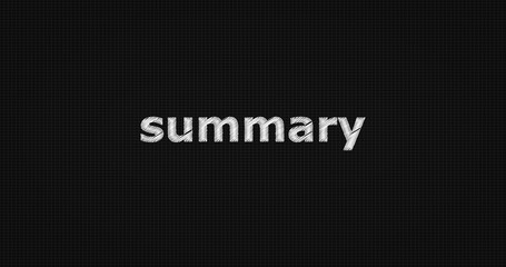 Summary word on grey background.