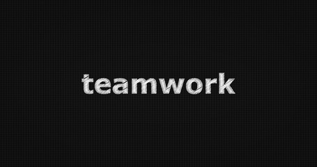 Teamwork word on grey background.