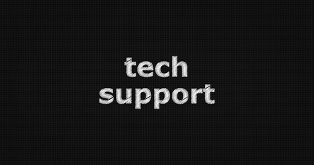 Tech support word on grey background.