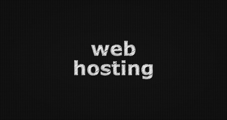 Web hosting word on grey background.