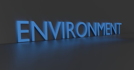 Environment word on grey background. 3D render.