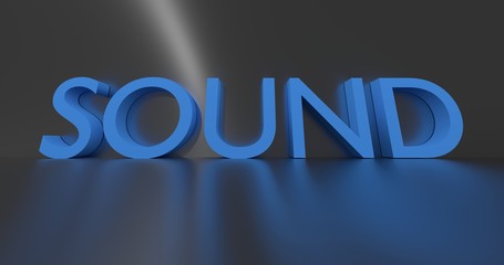Sound word on grey background. 3D render.