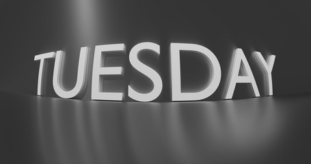 Tuesday word in 3d space