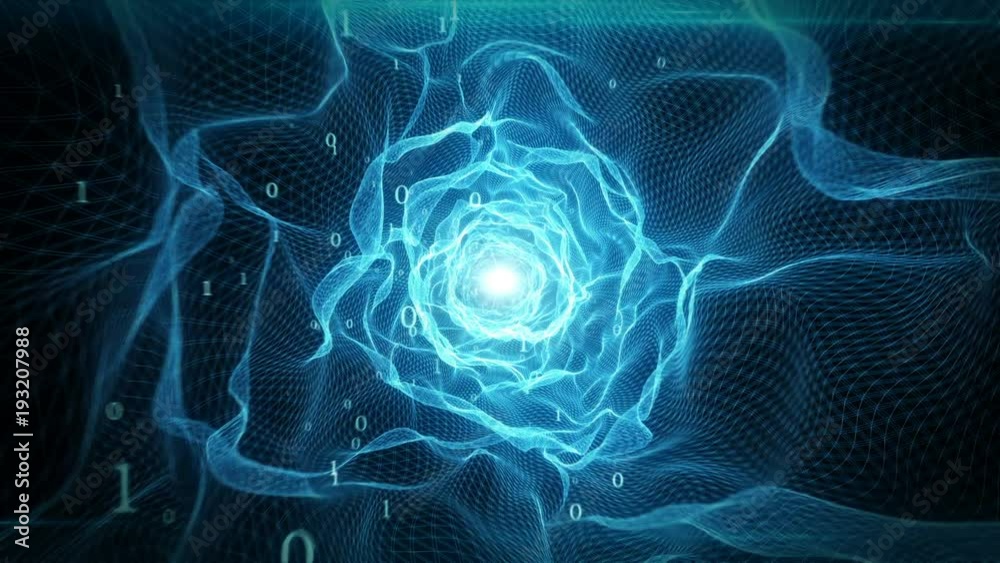 Poster abstract technological digital virtual tunnel for data transmission in binary code