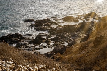 Rocky coast in the sunset