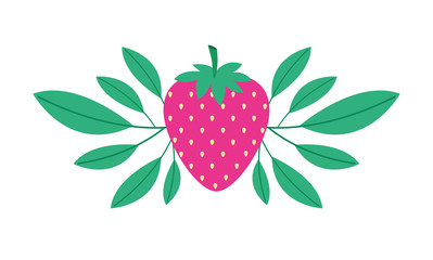 strawberries fresh fruit with leafs frame vector illustration design
