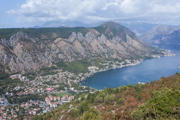 Fototapeta na wymiar View of the Bay of Kator from the mountain. Montenegro.