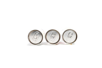 Top view tin can isolated on white background.