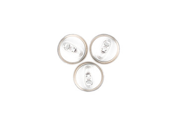 Top view tin can isolated on white background.