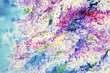 Obraz na płótnie Canvas Abstract watercolor wisteria flowers.