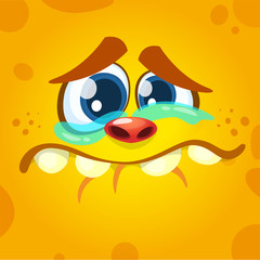 Cartoon of Crying Funny Monster face avatar. Vector illustration for Halloween