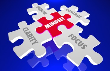Fototapeta premium Mindset Clarity Control Focus Wisdom Knowledge Puzzle 3d Illustration