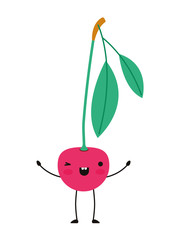 cherries fresh fruit kawaii character vector illustration design