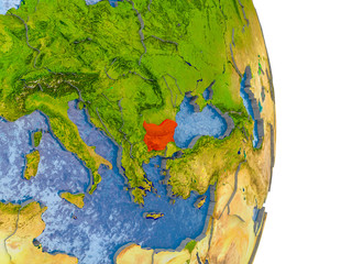 Bulgaria on realistic globe