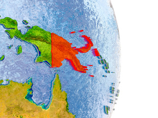Papua New Guinea on realistic globe