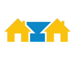 yellow house housing home residence residential real estate image vector icon