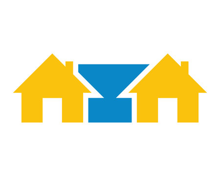 yellow house housing home residence residential real estate image vector icon