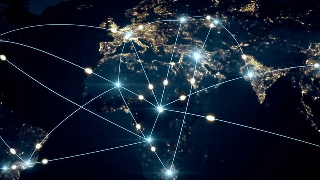 Global business concept of connections and information transfer in the world