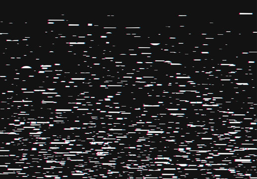 Glitch Digital. Graphic display failure, white noise on a black background.