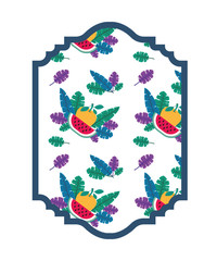 orange with leafs and watermelon pattern vector illustration design