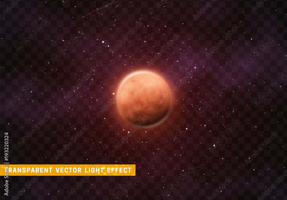 Wall mural planet mars on background of space with bright stars.