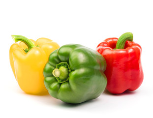 fresh sweet peppers isolated on white background.