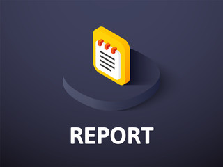 Report isometric icon, isolated on color background