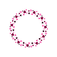 Vector hearts wreath. Hearts frame for greeting, invitation, wedding cards design.
