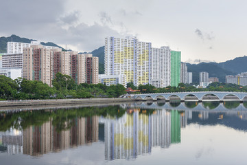 Fototapeta na wymiar Residential building in Hong Kong city