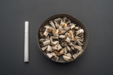 Ashtray with lid and cigarette