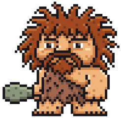Vector illustration of Cartoon Caveman - Pixel design