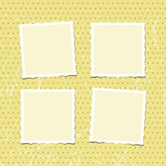 Vintage photo frames placed in yellow retro photo album. Vector illustration.
