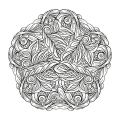 Vector abstract black and white ethnic mandala motif