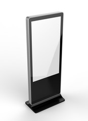 WiFi network Multi touch floor standing LCD ad display digital signage display touch monitor. 3d render illustration.