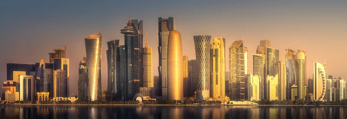 Fotobehang The skyline of West Bay and Doha City Center, Qatar © boule1301