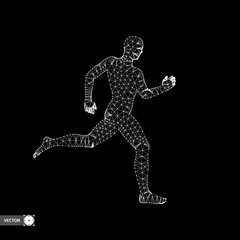 3d Running Man. Design for Sport, Business, Science and Technology. Vector Illustration. Human Body.