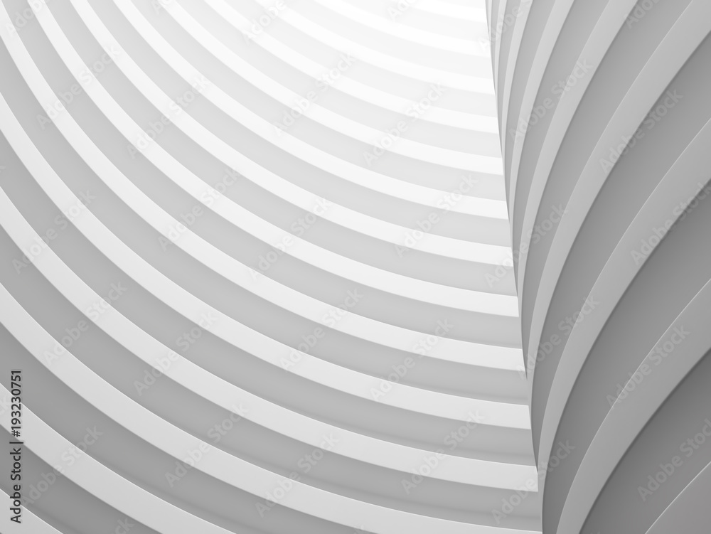 Poster Abstract image of white architectural space,Modern of white circle architecture,Concept of future building.
