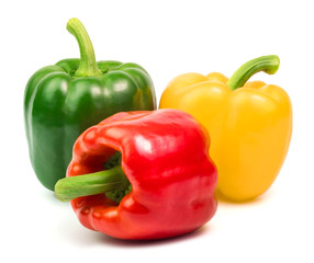 fresh sweet peppers isolated on white background.