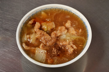 Pork thick soup on the table 